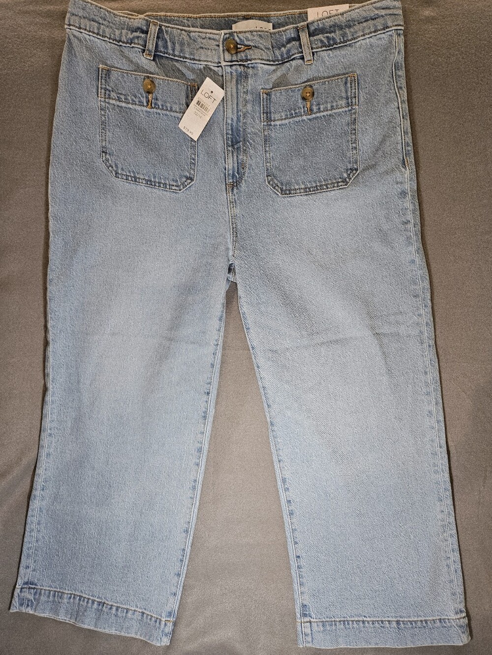 NWT-LOFT Palmer Wide Leg High Rise Jeans 32/14 Light Wash